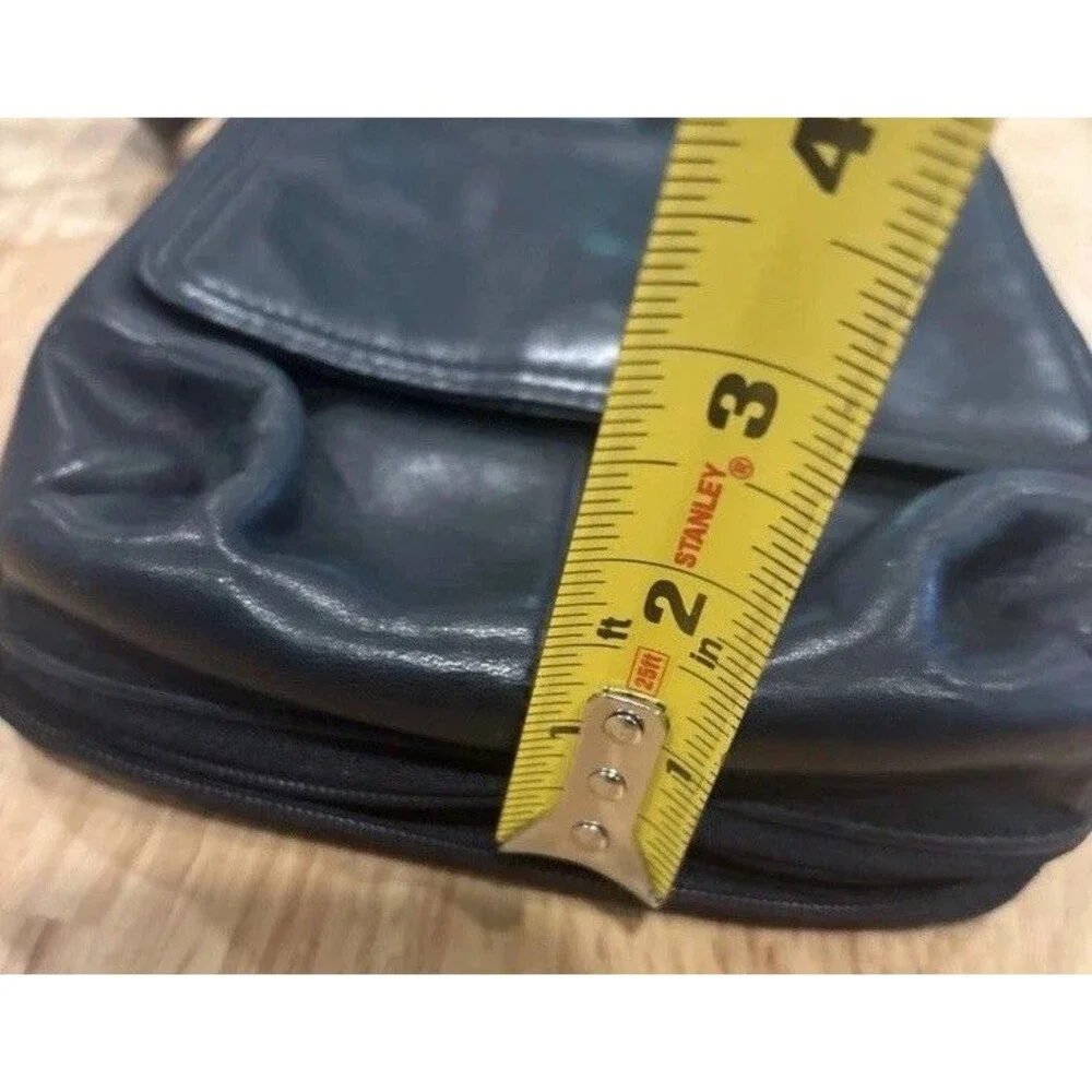 Coldwater Creek Black Leather Crossbody Organizer Handbag purse Bag 7”x9”